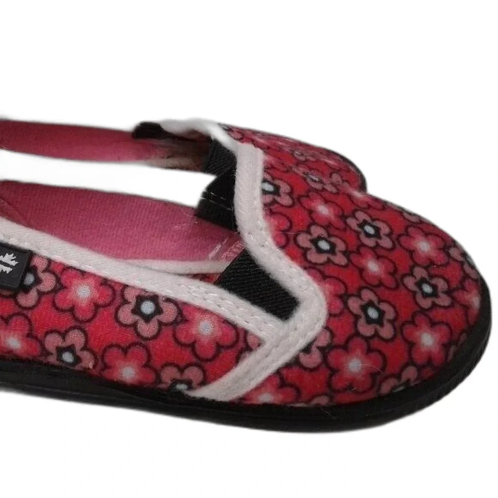 Foamtreads Little Kids Slippers Hot Pink Floral Sz10 Rubber Non-Marking Sole EUC